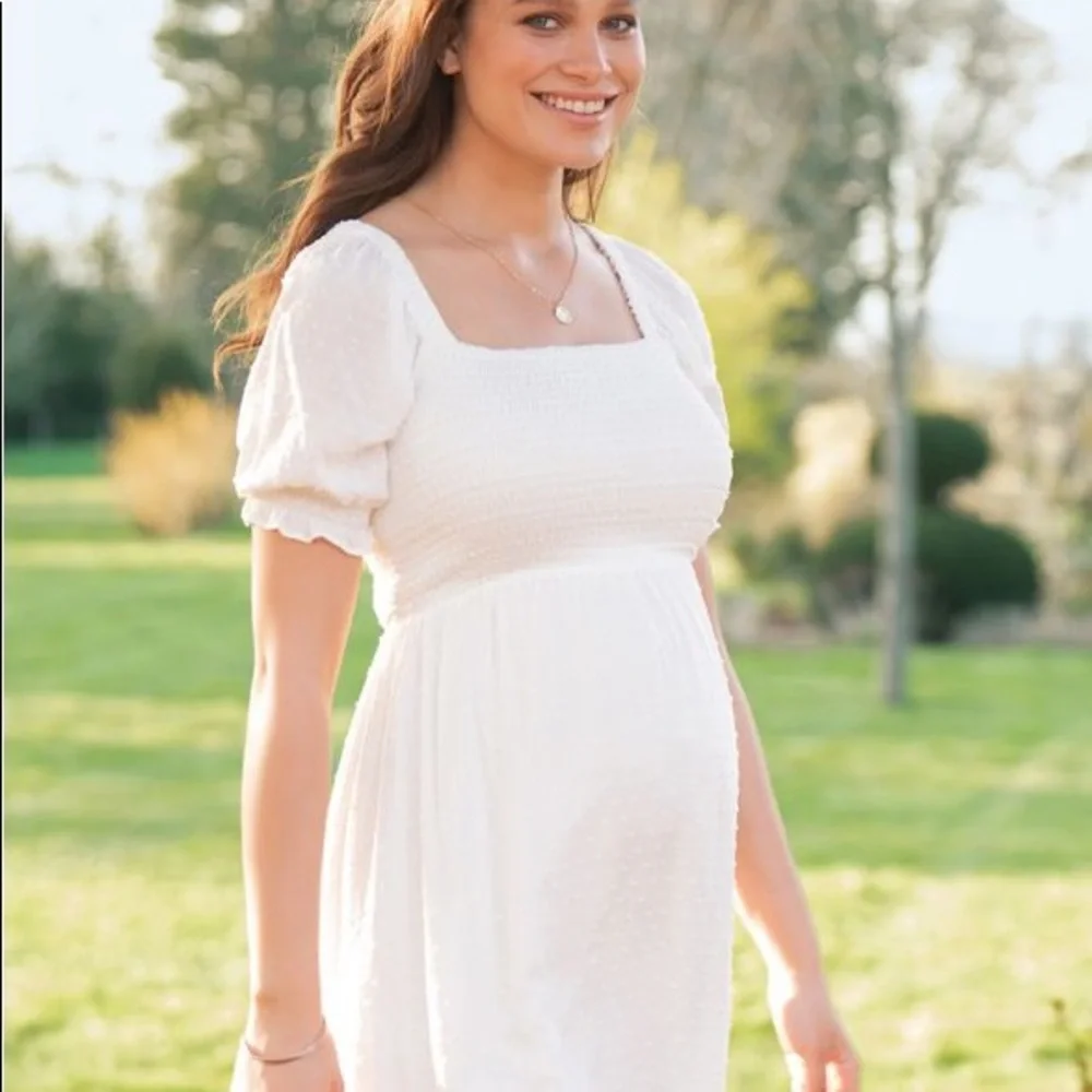 Seraphine Maternity / White Shirred Maternity Maxi Dress / BNWT - Picture 3 of 5
